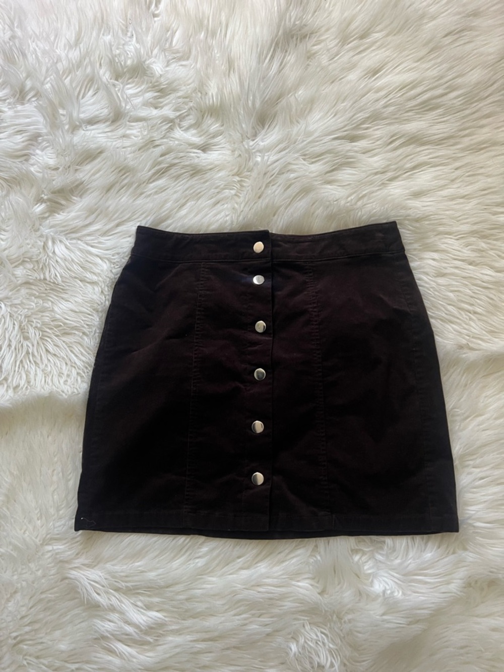 LOFT Chocolate Brown Button-Front Mini Skirt